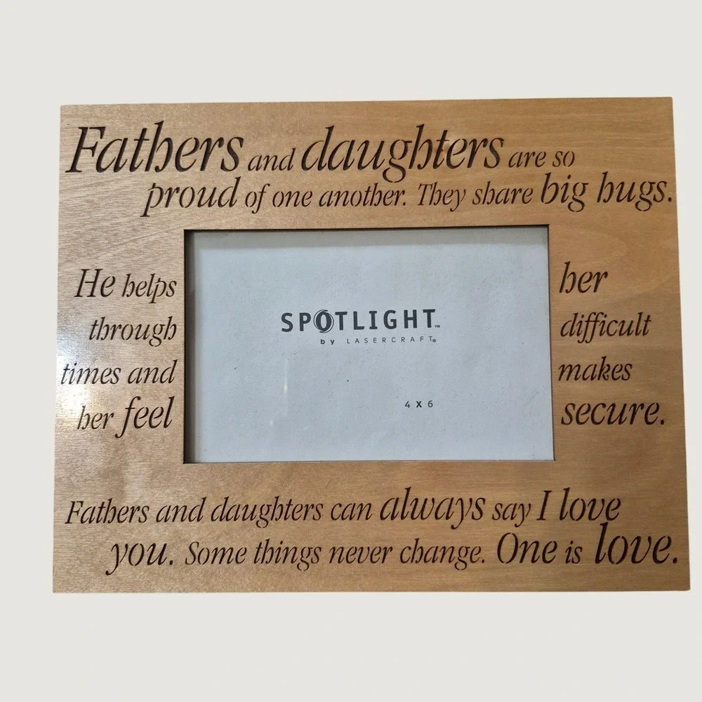 Lasercraft Wood Father Daughter Picture Frame 4x6 Sentimental Gift Tan Natural